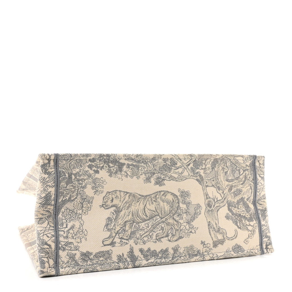 Canvas Embroidered Large Dioriviera Toile De Jouy Book Tote Gray