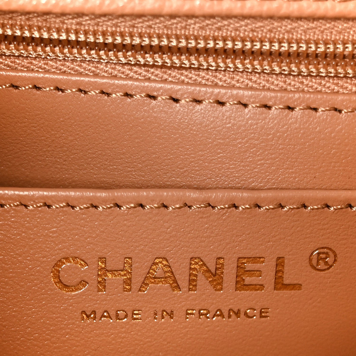 Caviar Quilted Mini Handy CC Flap Camel