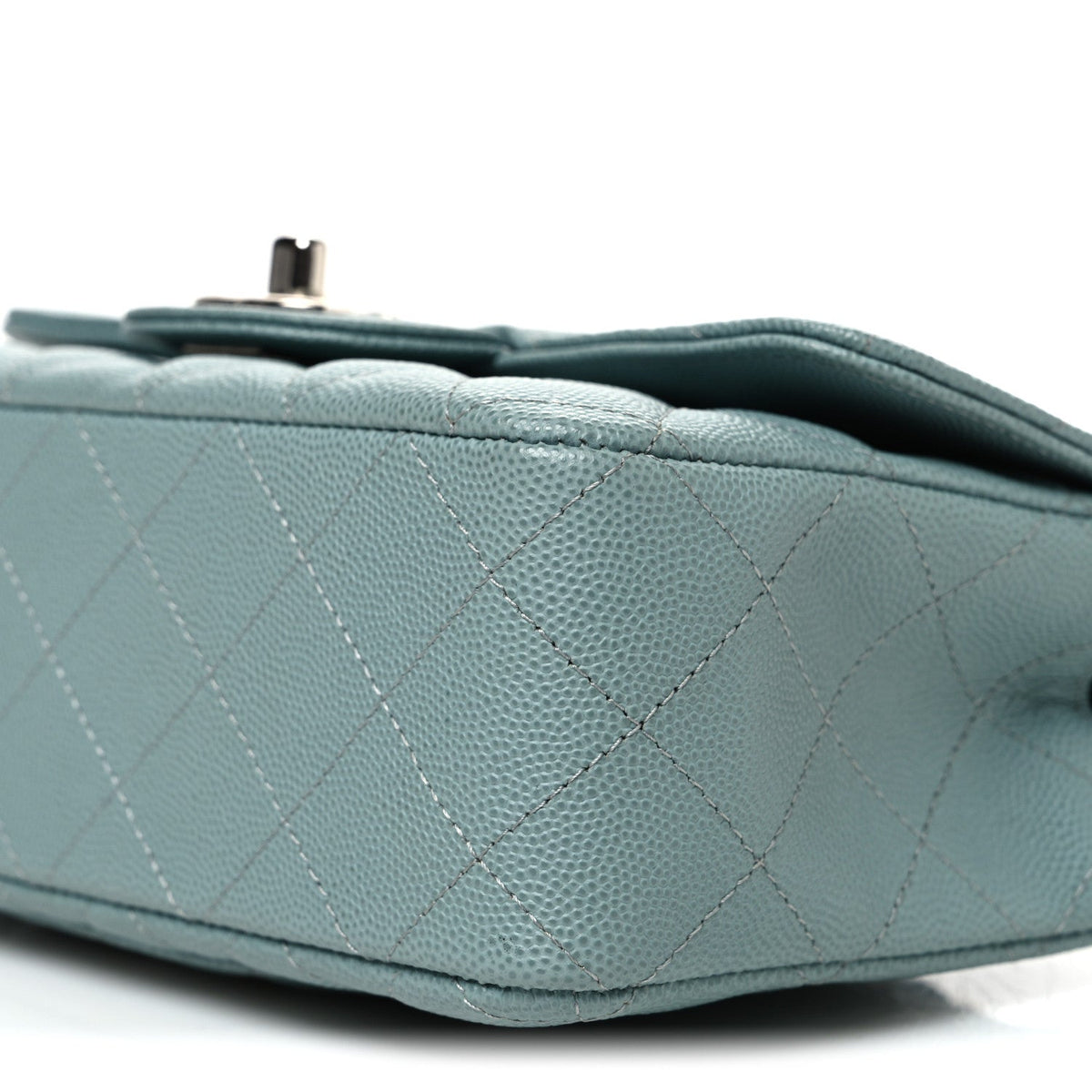 Caviar Quilted Mini Rectangular Flap Blue