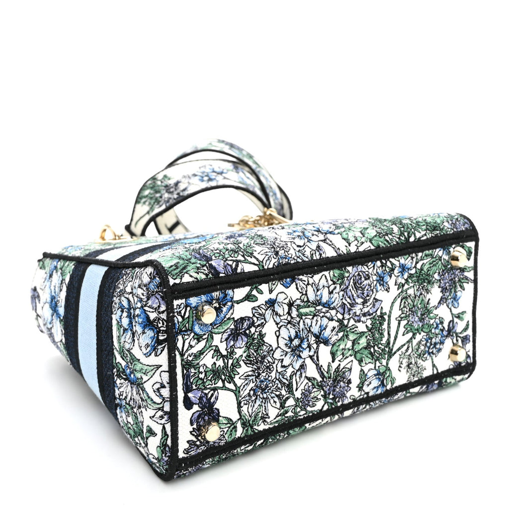 Canvas Embroidered Chardons Toile De Jouy Medium Lady D-Lite Blue Multicolor