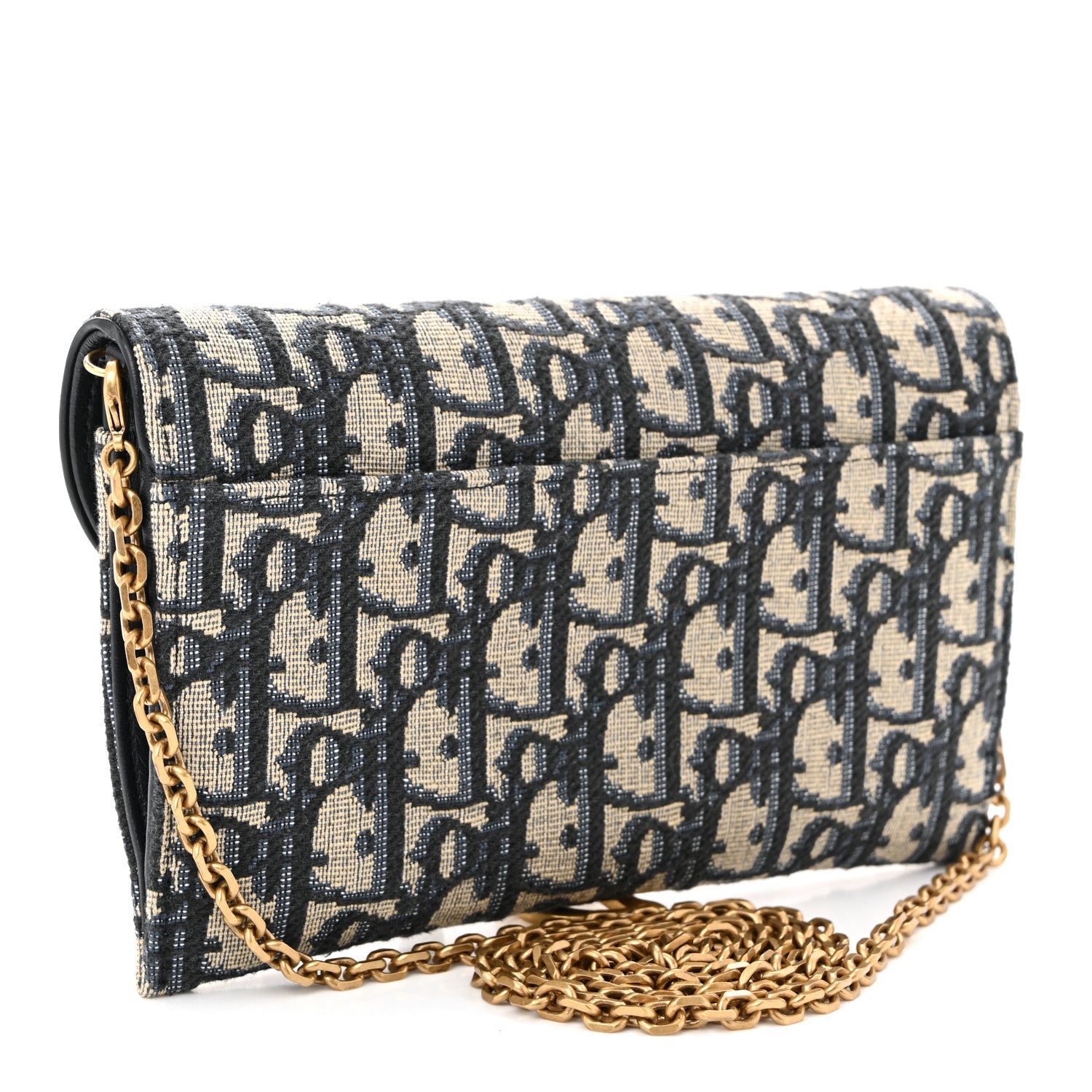 Oblique Saddle Chain Long Wallet Blue