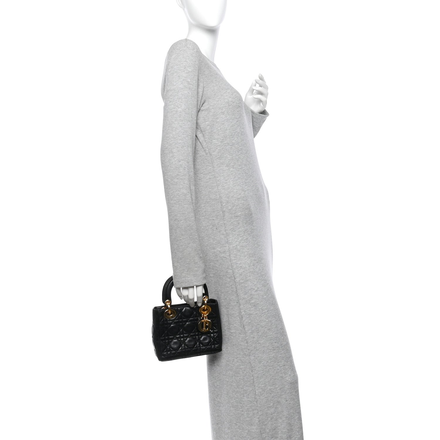 Lambskin Cannage Mini Lady Dior Black