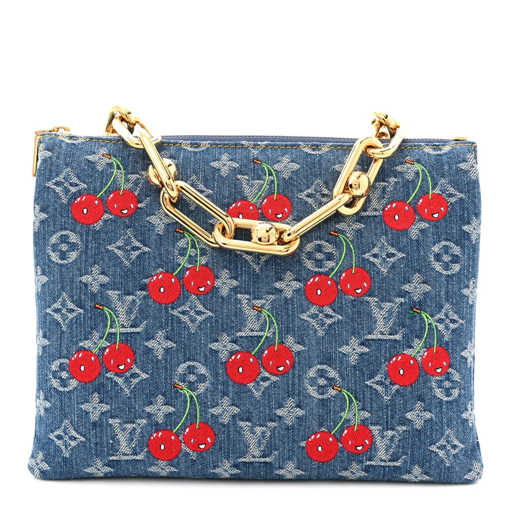 LV X TM Monogram Denim Cerises Coussin PM Blue