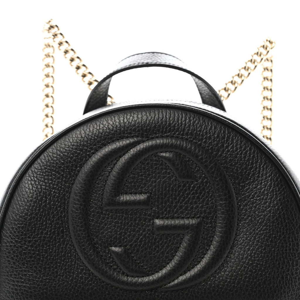 Pebbled Calfskin Soho Chain Backpack Black