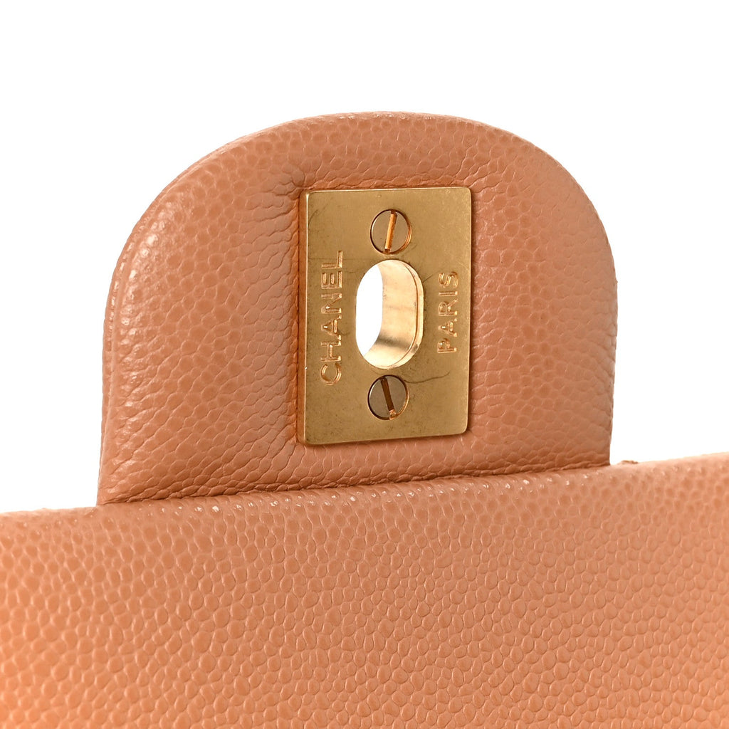 Caviar Quilted Mini Handy CC Flap Camel