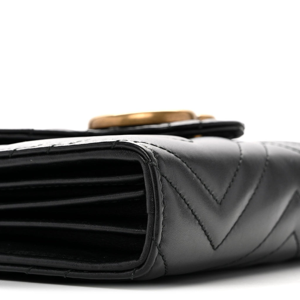 Calfskin Matelasse GG Marmont Chain Wallet Black