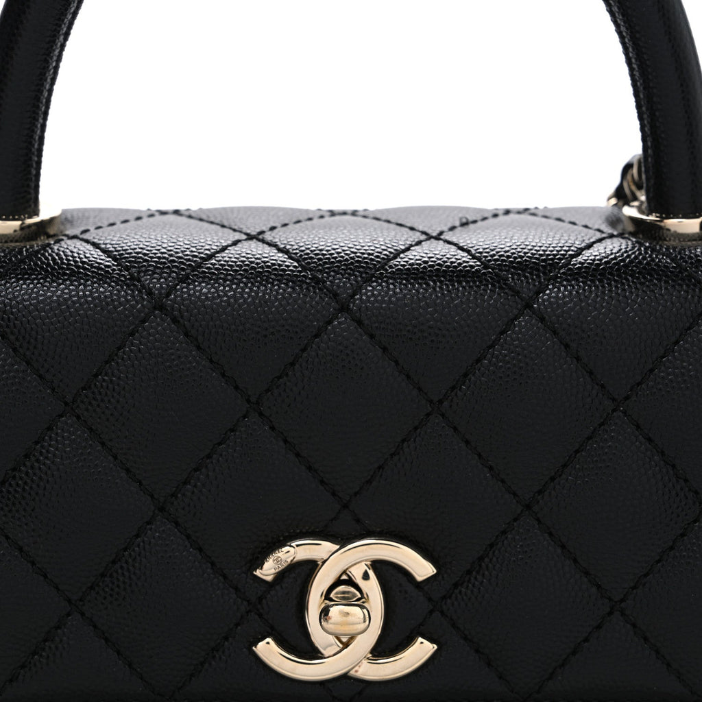 Caviar Quilted Maxi East West Coco Handle Flap Black Black Black