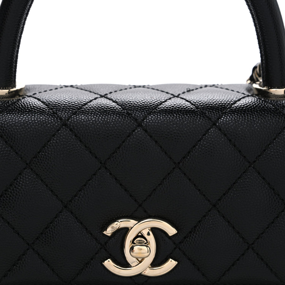 Caviar Quilted Maxi East West Coco Handle Flap Black Black Black