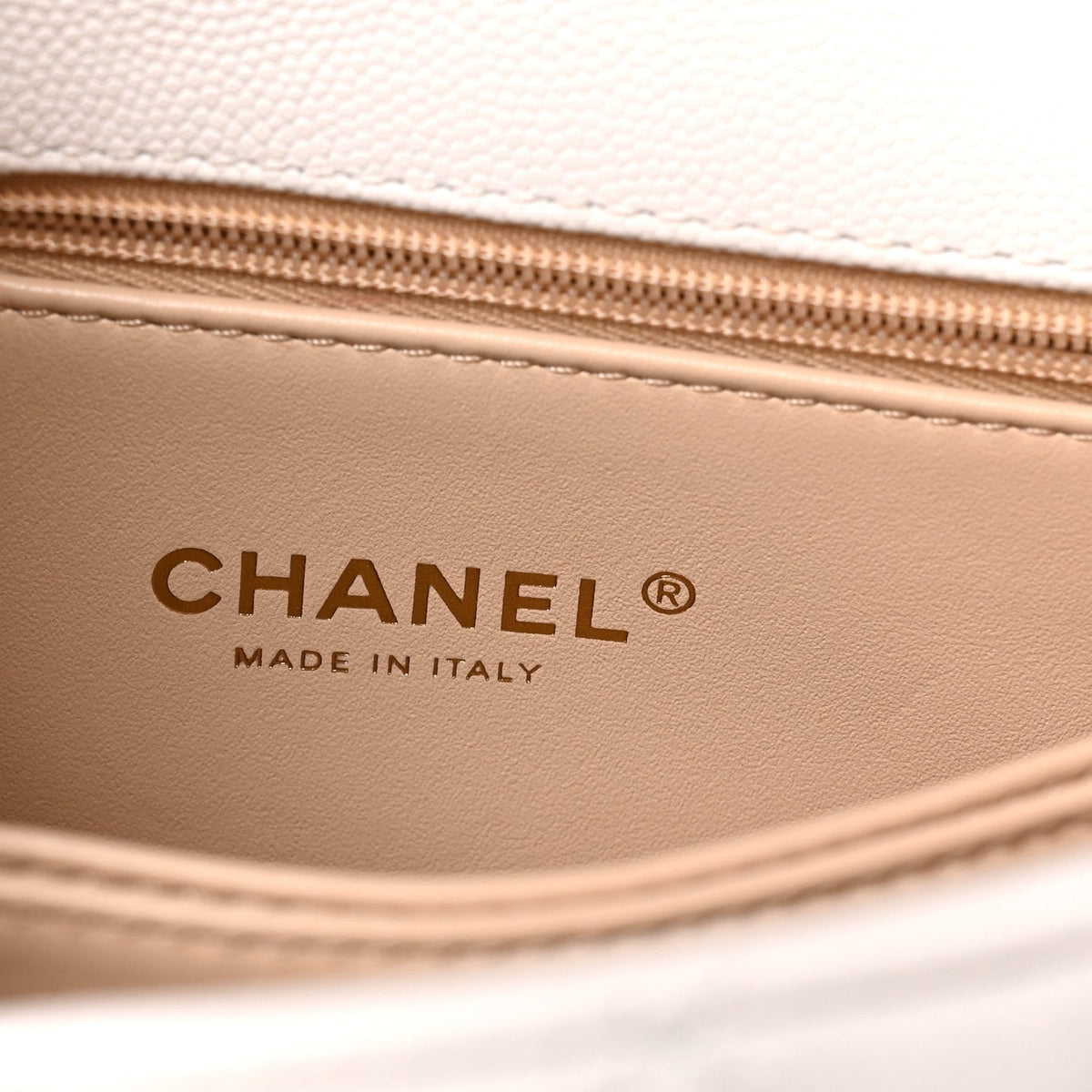 Caviar Quilted Mini Coco Handle Flap White