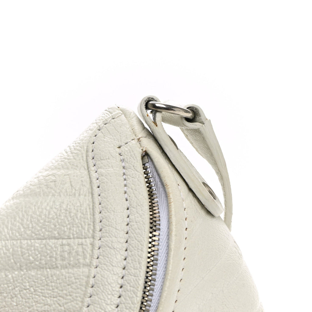 Shiny Goatskin Allover Logo Embossed XXS Souvenir Belt Bag White
