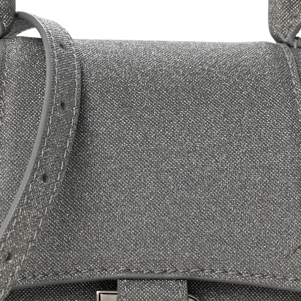 Glitter Fabric Hourglass Top Handle Bag XS Grey