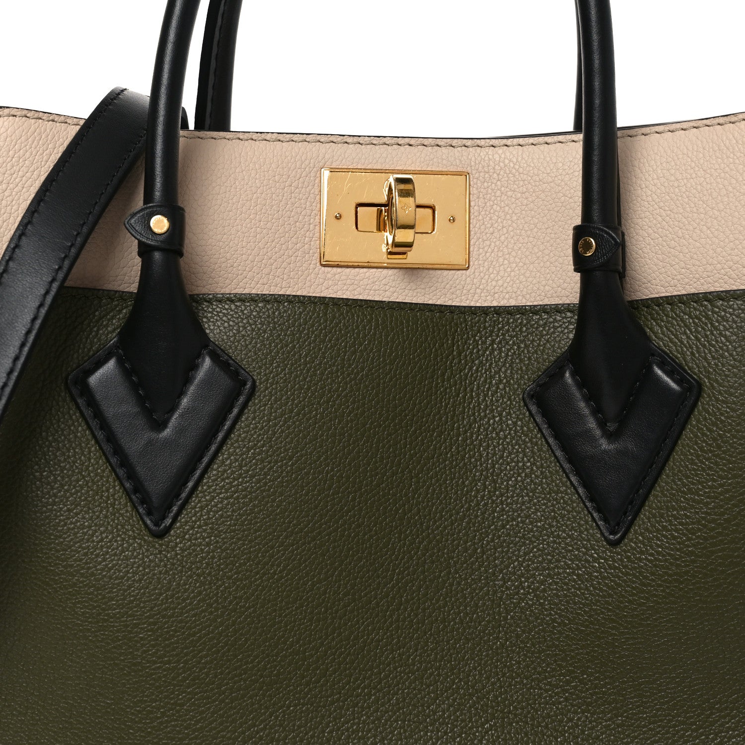 Calfskin Monogram On My Side MM Laurier Green Toffee Latte Beige