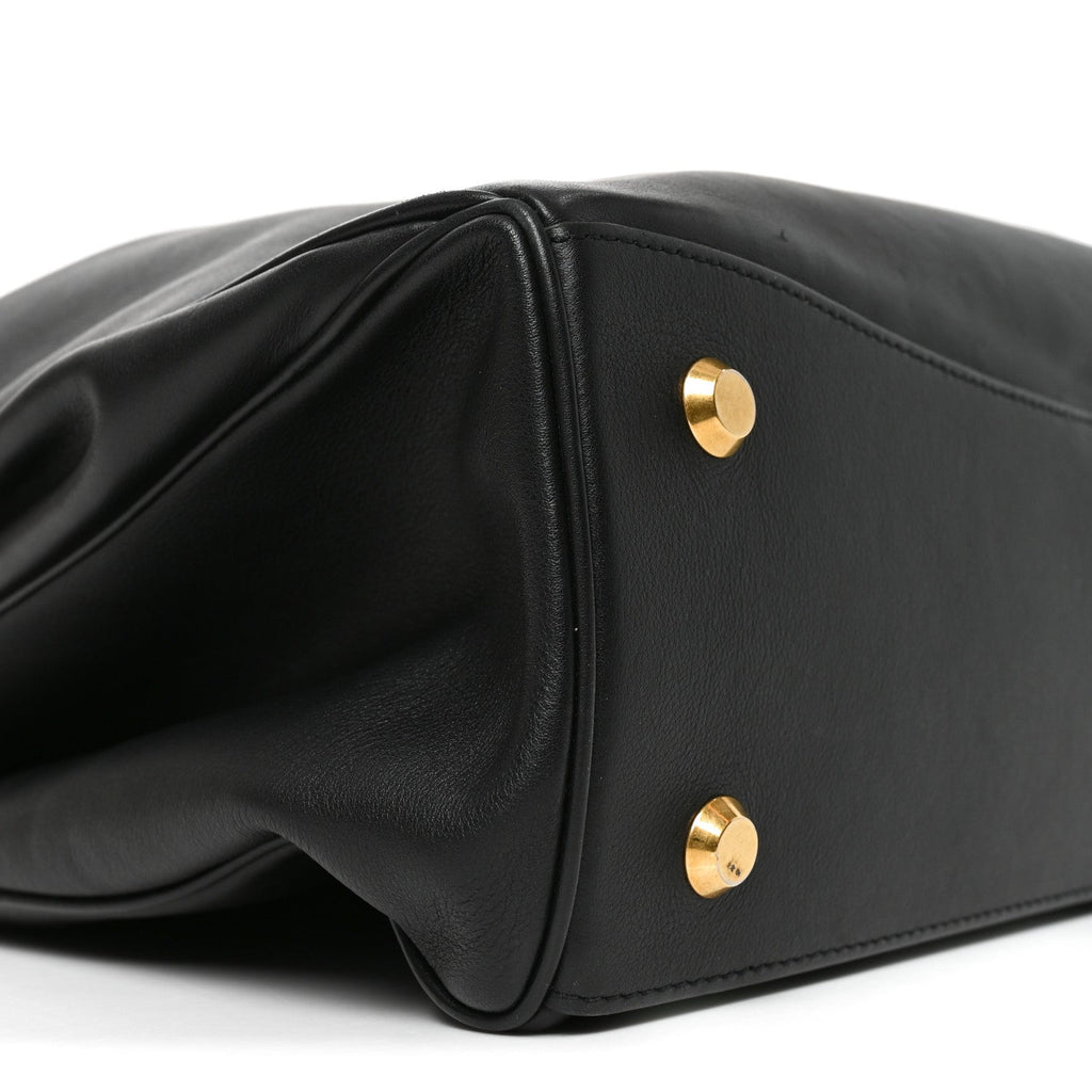 Smooth Calfskin Large Rodeo Top Handle Handbag Black