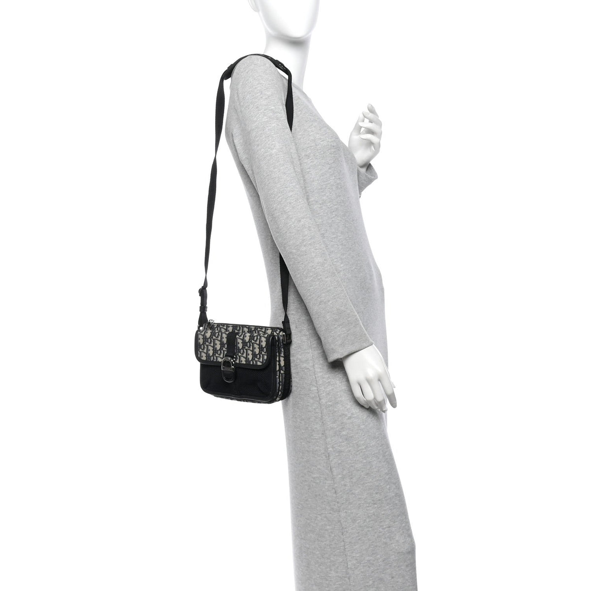 Oblique Jacquard Dior 8 Pouch With Strap Blue Black