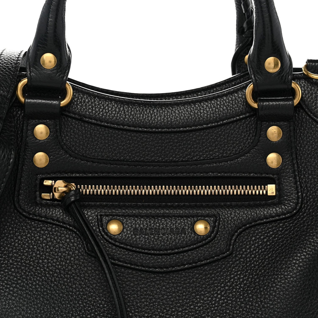 Grained Calfskin Neo Classic Gold Hardware S City Black