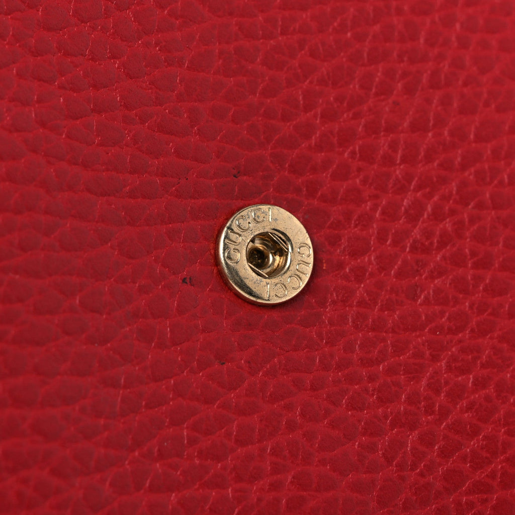 Dollar Calfskin Interlocking G Chain Wallet Red