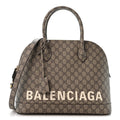 X GUCCI GG Supreme Monogram Medium Ville Top Handle Beige Ebony