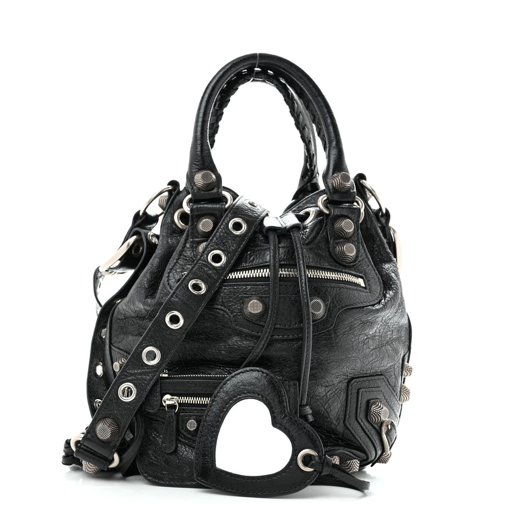 Agneau Arena Small Le Cagole Bucket Bag  Black