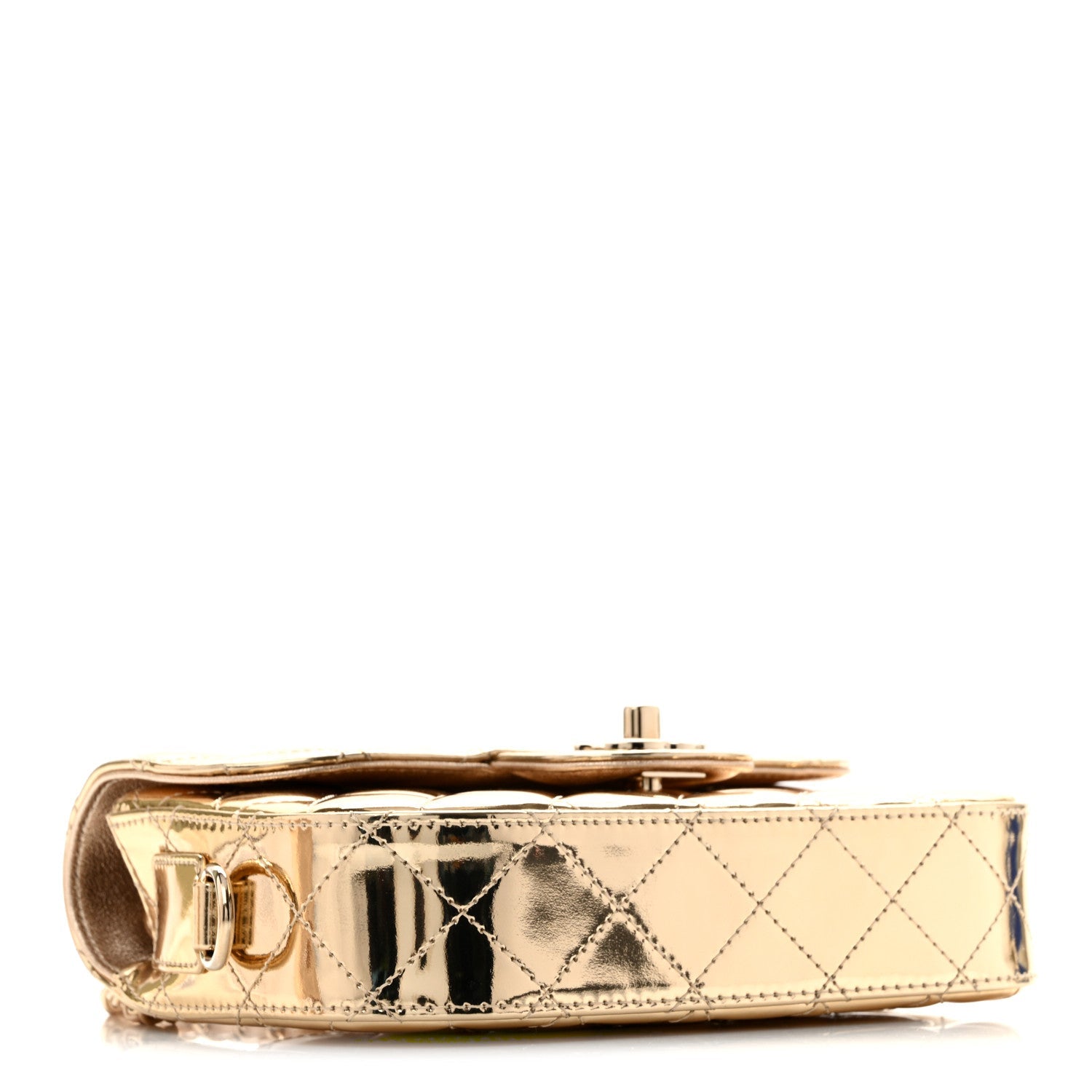 Mirror Calfskin Metallic Calfskin Quilted Hollywood Boulevard Mini Flap With Star Coin Purse Gold