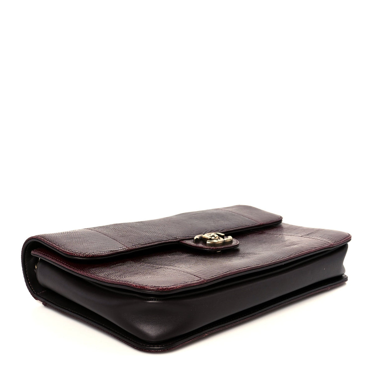 Lizard Lambskin Quilted Large Perfect Edge Flap Burgundy
