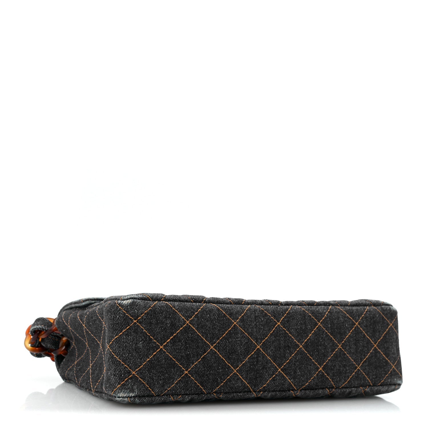 Denim Quilted Tortoise Single Flap Blue