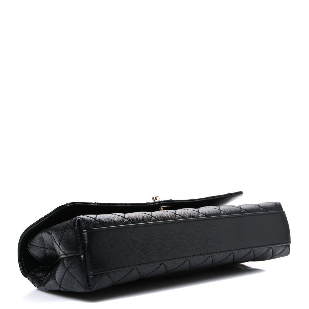 Caviar Quilted Maxi East West Coco Handle Flap Black Black Black
