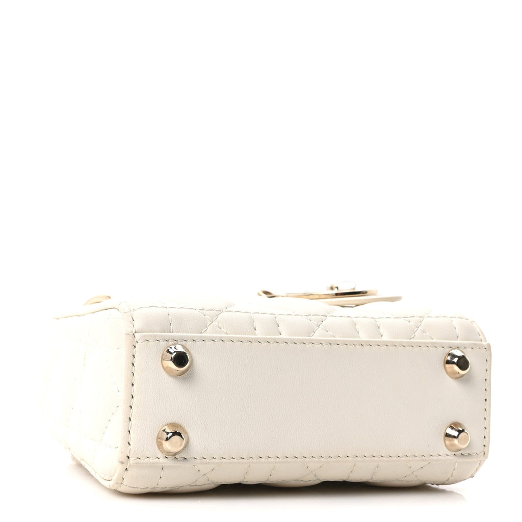Lambskin Cannage Micro Lady Dior Latte