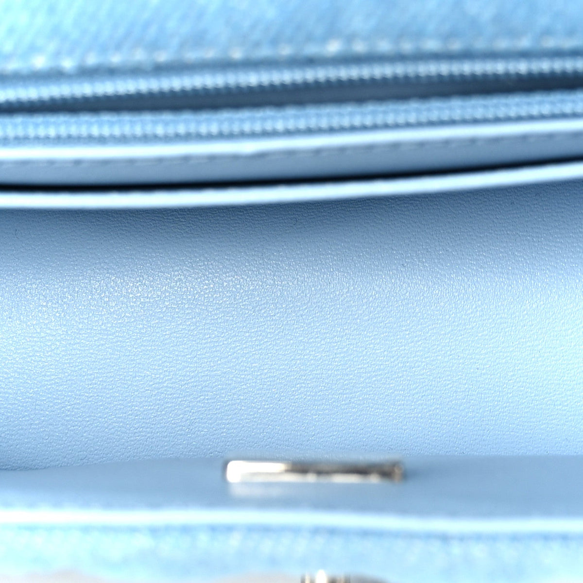 Denim Quilted Mini Rectangular Flap Blue